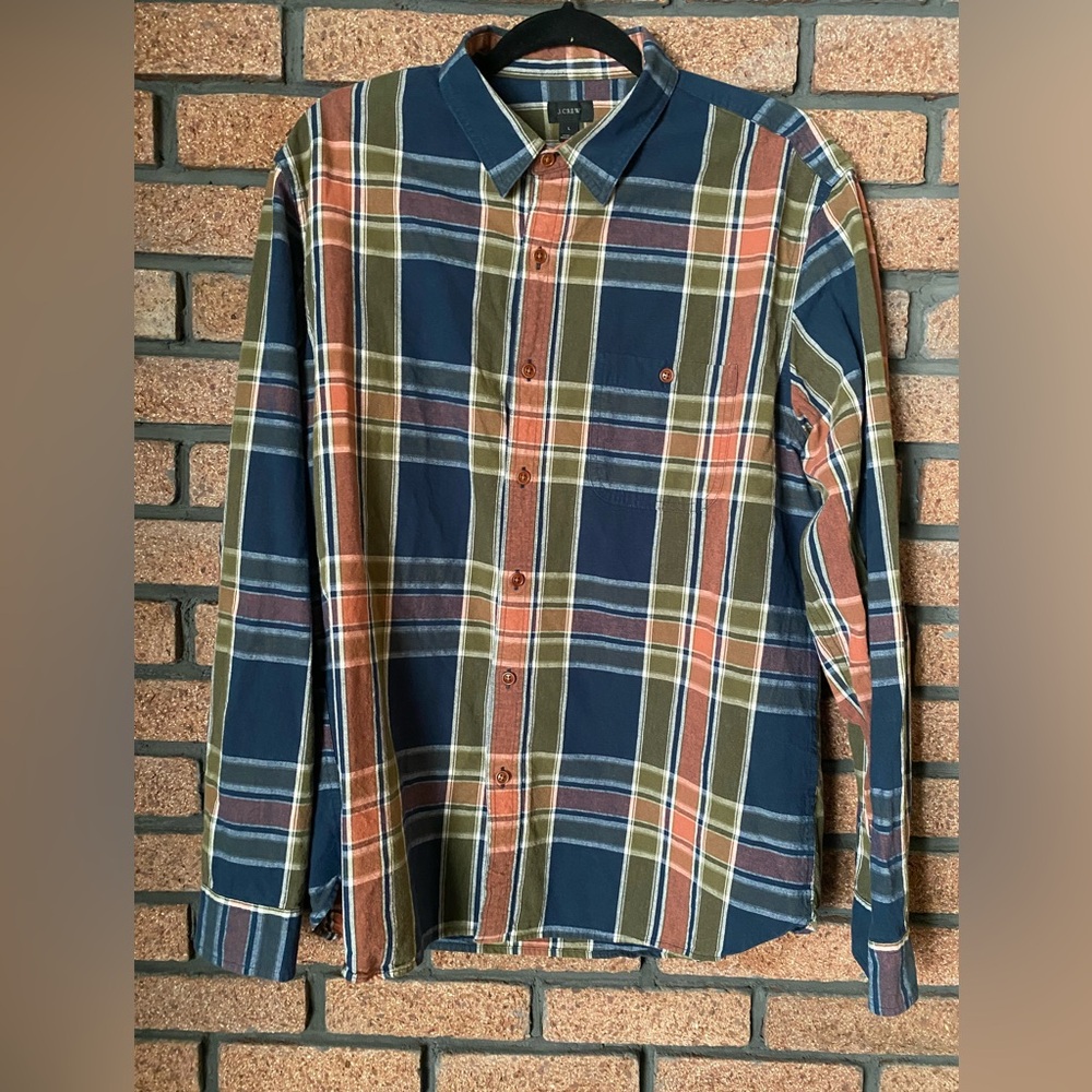J. Crew Button-Down Shirt - Navy and Orange